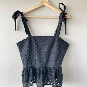 House of Harlow 1960 tank top with tie straps medium women's shirt eyelet black